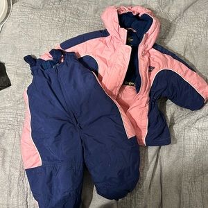 Pink/ Blue Snow Suit and Matching Coat size 12 month